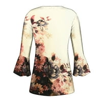 Jsaierl duljina rukav ženski vrhovi ljetni casual v izrez T majice Grafički odmor Soft bluze od tri