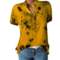 Plus veličine za žene casual slobodno vrijeme Henley cvjetne ljetne majice