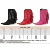 Žene Vintage Comfort Western Boot Chunky Heel Cowgirl Cipele Haljine Wide-Calf Crna 8.5