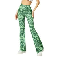 NSENDM Woman Capri pantalone za ljeto, ženski elastični strujni struk Cargo Pocket Capri hlače, zelena,
