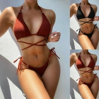 Plus size žene seksi okupila čvrsta boja Split bikini kupaći kostimi Bikin