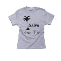 Vanjske banke - Salvo, NC - otok Time Palm Tree Girl Pamučna mladost siva majica