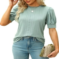 REJLUN Ženska majica Crew Crt majica kratki rukav Ljetni vrhovi labav bluza tunika Bohemian Dailyweb