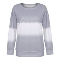 Daznico Womens Tops Women Plus Veličina Tie-Dye Ispisani gradijentni pulover okrugli vrat dugih rukava