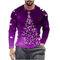 Jesenske košulje za muškarce 3D božićni ispis okrugli vrat dugih rukava Pulover majice