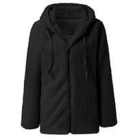 Ženska modna zimska jakna za toplu kaputu od punog boja zatvarač s dugim rukavima Crna 3xl