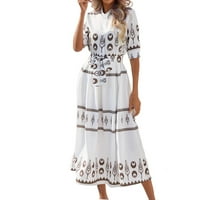 Hanzidakd Ljetne haljine za žene ljetni etnički stil Ispiši pet dijelova haljina rukav za ženu