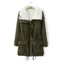 Daqian Winter Cloat za žene Ženske dugme Dugi rukav Solidni džepovi COOT Plus Fleece Jacket Owewer Top