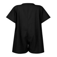 Ženske kratke hlače za pola rukava s pola rukava dolje Romper plaža Bodi, casual playsuit crna 2xl