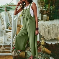 Feternsko žensko ljeto Ležerne prilike pune boje bez rukava bez rukava širok noga bočni gumb kombinezon