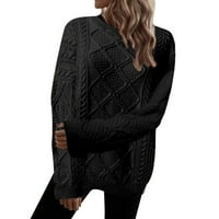 Kpoplk Ženska modna džemper pulover debele dame Dukseri prevelicirani blok u boji džemper Jumper Black,