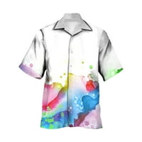 Okrenite dugu majicu Men Casual Short rukav Spring Summer Sharwn Neck 3D tiskane košulje Modne top bluze