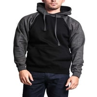 -Style SAD muške teške kontrasta raglan rukava runa pulover kapuljača dukserica MH - crni ugljen - X-veliki