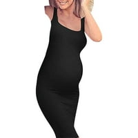 Taqqpue ženska haljina za materinstvo bez rukava scoop vrat trudnoća Bodycon tank haljina casual mama
