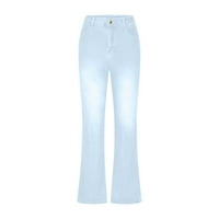 Redovne hlače za žene casual hlače visoke struke, casual modne svijetlo plave veličine xxl