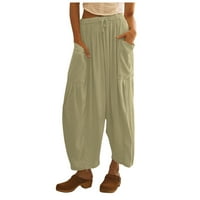 Clearsance Tergo hlače za muškarce Women plus veličina široke noge lane hlače Srednji struk ljetni baggy khaki xxxl