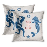 Morski crtani mornar i sirena u ljubavi Blue Pirate Man Fisherman Star Jastučni jastučni jastučni jastučni