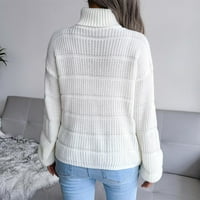 Dukseri za žene Moderna fit džemper pulover za odmor Turtleneck džemperi za žene čišćenje bijela s