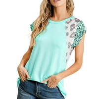 Daznico Womens Tops Womens Ljetni Leopard Ispis kratkih rukava Okrugli izrez Loofting Majice Majice