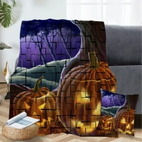 Halloween Dekorativni pokrivač sa jastukom, sablasna pokrivač za jastuče za spavaće sobe zagrljaj zagrljaj glazbeni kostur tamni dekor, # 286,40x58 ''