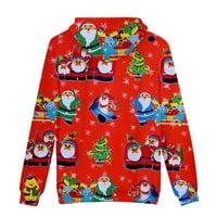 Floleo Clearence Muški modni povremeni božićni džemper Fleece digitalni ispis s kapuljačom na kapuljaču