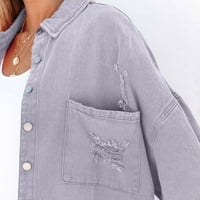 Dyegold Jean Jackets za žene raštrkane gumb s dugim rukavima od traper jakne od traper jakne snimljeni