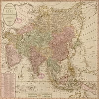 Nova karta za boju Azije, podijeljena u svoje carstva, kraljevstva, države i druge podjele za poster