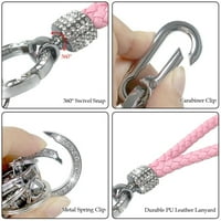 Pleteni ključ za ključeve D oblik Ključni prsteni za ključeve pom pom Carabiner Clip suncokret kristalni