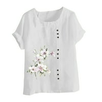 Posteljine za žene Ljeto kratkih rukava Bluze Regularne fit t majice Pulover tees vrhovi cvjetni tisak