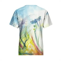 Ženski kratki rukav vrhovi V-izrez Tunic Kawaii Grafičke majice uređena bluza Dragonfly Nature Print