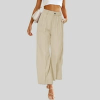 Zodggu ženske modne žene Ljetni trendy Ležerni labavi džep čvrsti gumb patent pantalone elastične strugove