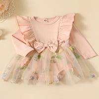 Thaisu Toddler Baby Girls Romper haljina dugih rukava Dizač za vez za vez cvijet Tulle suknja za bodicu