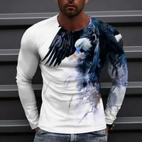 Eagle grafički ispis bluza okrugli vrat modni vrhovi dugih rukava majica za muškarce casual slim fit