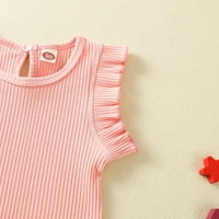 Djevojke Ljeto odijelo za vježbanje postavljene djece Dječje djevojke Ljeto ruffledle bez rukava na vrhu kratke hlače za odjeću set ružičasta 90