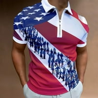 Zakon sada! HIMIWAY Patriotic Tees Muška modna rever sa zip opuštenom ležernom košuljom tiskana gornja