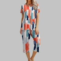 Dyegold Pajama setovi za žene meka ljetna odjeća cvjetna majica kratkih rukava i kapri hlače salon podudaranja