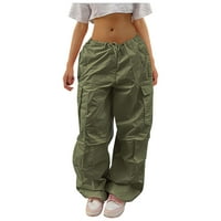 Baggy padobranske pantalone za žene izvlačenje elastičnih niskih struka ruched teretni hlače višestruki