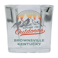 Brownsville Kentucky Istražite otvoreni suvenir Square Square Base alkohol Shot Staklo 4-pakovanje