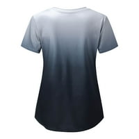 Yubnlvae majica za žene modni gradijentni ispis kratkih rukava na vratu Vrhovi radne uniforme bluza