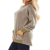 Ženska kontrastna boja Slouchy COSY džepni duks Tunički pulover