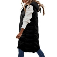 LisingTool zimski kaputi za žene Ženska ženska besprijekorna gumba s kapuljačom bez rukava dolje pamuk