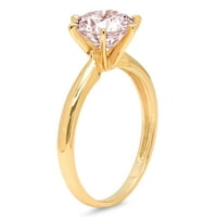3CT okrugli rez ružičasti simulirani dijamant 18k žuti zlatni gravirajući izjavu bridalna godišnjica