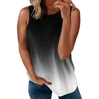 Ženska bluza za okrugle vrat s rukavima bez rukava bez rukava ljetni tenkovi tropski vrhovi Ljetni vrhovi Retro pulover zabava vrhunske majice