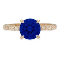 1.71ct okrugli rez simulirani plavi safir 18k žuti zlatni godišnjički zaručnički prsten veličine 7.75