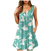 Ženska haljina za rezervoar Ljetna nagnuta mini haljina slatka bez rukava Flowy Beach Tunic Tunne haljina