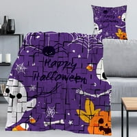 Halloween Dekorativni pokrivač s jastukom, plesna boba za lubanje za spavao, spavaću sobu, dnevni boravak,