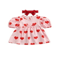 Jamlynbo Toddler Djevojke Dress setovi za Valentines Dan kratkih rukava Haljine za srce i rubknot Proljeće