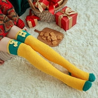 PLOKNPLQ Čarape za žene za žene Coral preko koljena visoke čarape Čarape Žene Božićne čarape Tople debele