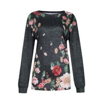 Honeeladyy Cleance Manje od 5 $ Florals tiskane košulje za ženska casual crewneck dugih rukava pulover