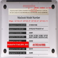 Kaishek za Macbook Pro S Case - rel. Model A1990 i A1707, plastična poklopac s tvrdom kućišta + crna